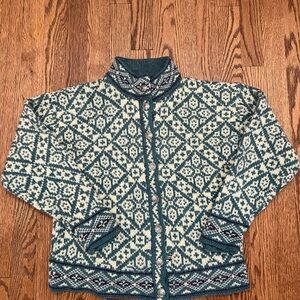 Vintage LL Bean Sweater Womens Small Fair Isle Wool Nordic 90's Knit Flaws